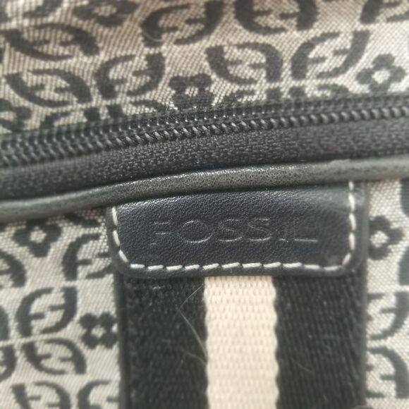 Canvas like crossbody Fossil bag. Black, Off white. - Picture 13 of 15